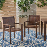 Wilson - Rustic Dining Chair Acacia Wood With Slat Panel Design (Set of 2) - Dark Brown