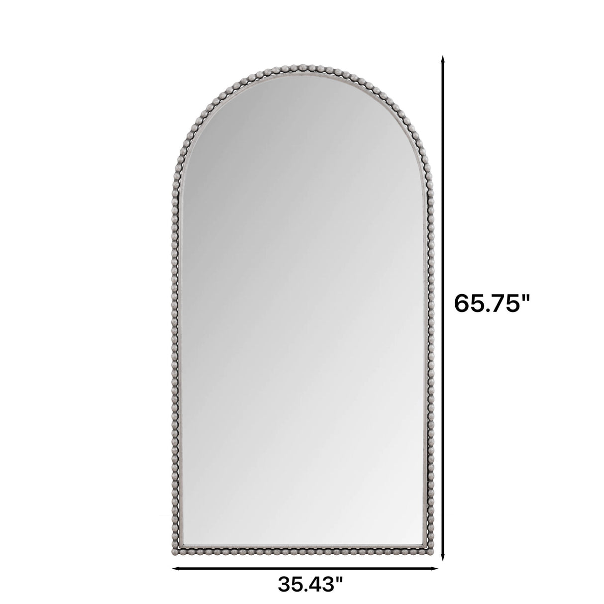 Arch Retro Full Length Mirror With Supporting Feet - Silver