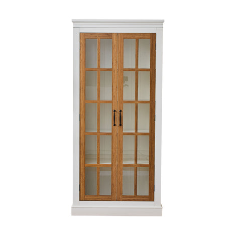 Rustic Style Display Cabinet With Glass Doors For Collectibles