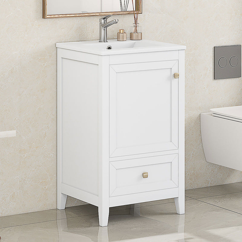 Bathroom Vanity With Sink, Soft Closing Cabinet Door, Storage Rack And Drawer