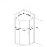 Diamond Shaped Corner Shower Door, Inward Sliding, Stainless Steel Frame