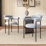 Contemporary Upholstered Armchair Dining Chairs With Metal Legs (Set of 2)