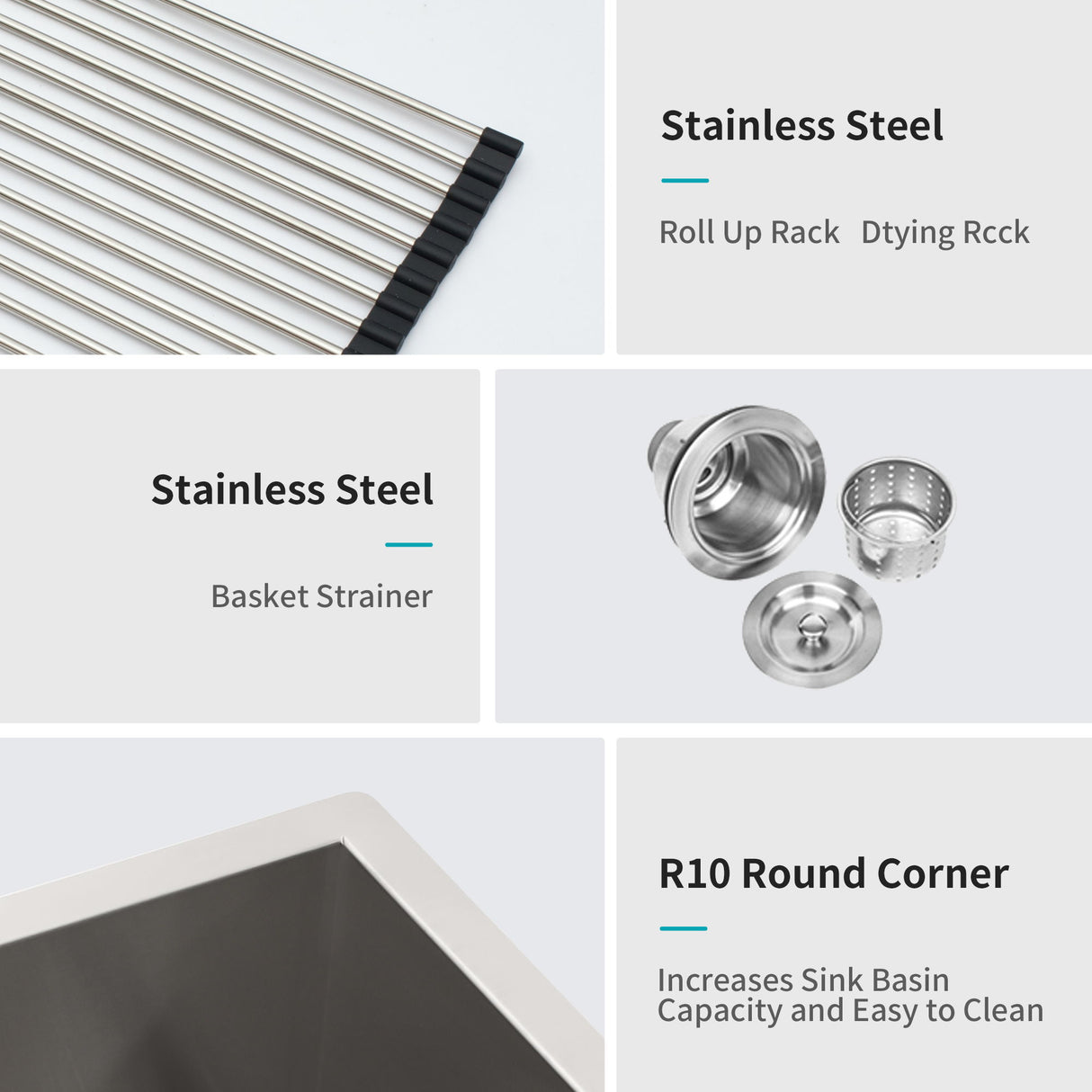 Modern Double Bowl Undermount Kitchen Sink 50 / 50 Design Stainless Steel