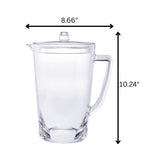 Halo - Oval Design Unbreakable Plastic Water Pitcher With Lid Acrylic, 2.75 Quarts - Clear