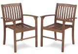 Acacia Patio Dining Chair (Set of 2), Solid Indoor Outdoor Comfortable Seat Brown, Modern Farmhouse Chair For Kitchen, Bedroom, Living Room - Brown