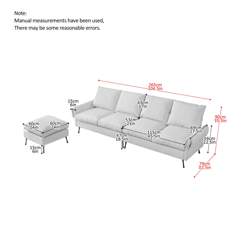 Modern Sectional Technical L-Shaped Sofa Couch With Convertible Ottoman
