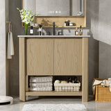 Modern Bathroom Vanity With Rectangle Ceramic Sink, Soft Closing Doors
