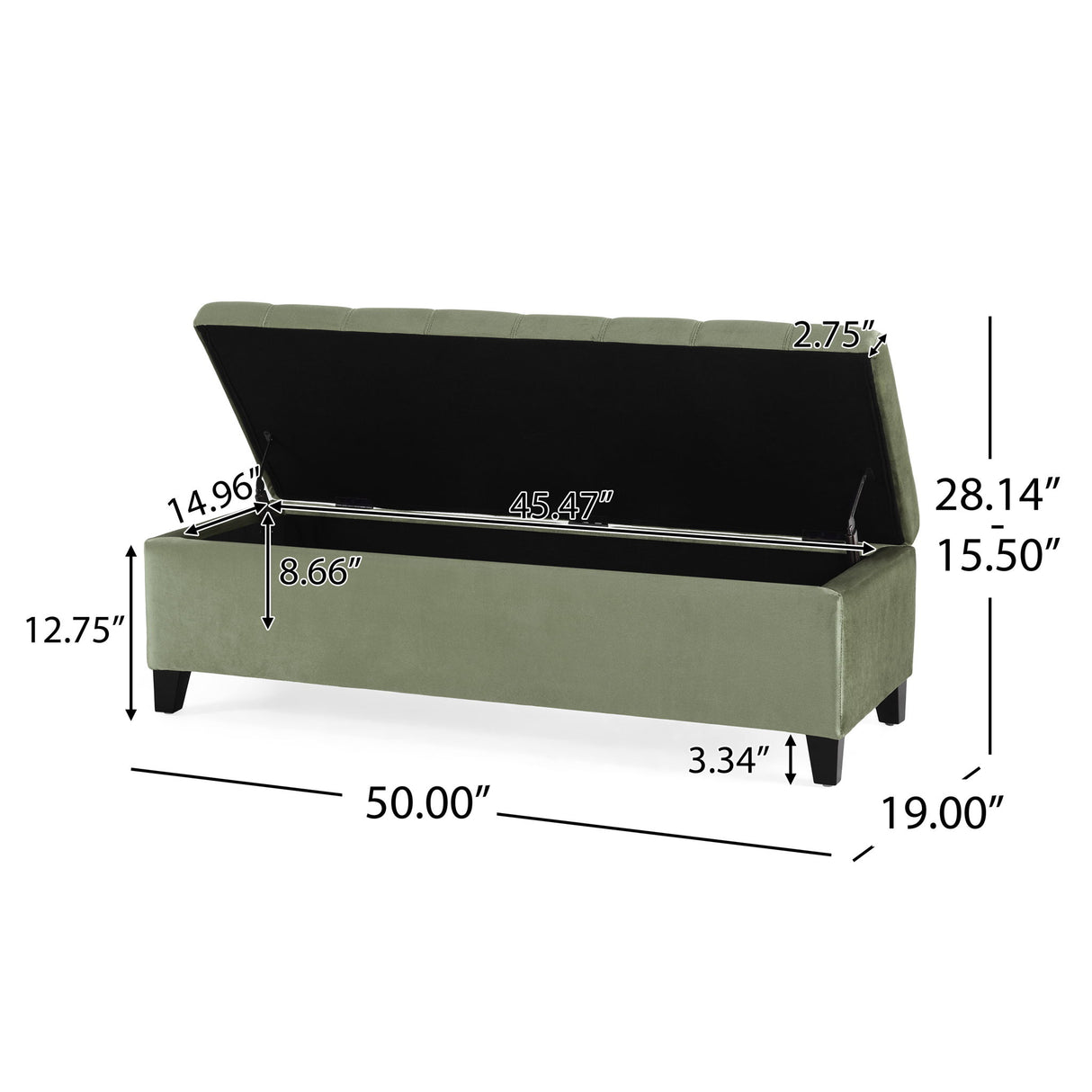 Wendover - Elegant Velvet Tufted Storage Bench With Lift-Up Top And Birch Wood Legs