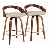 Grotto - Mid Century Modern Elegant Fixed Height Counter Stool With Swivel With Round Footrest (Set of 2)