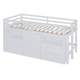 Loft Bed With 4 Drawers, Underneath Cabinet And Shelves