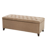 Elegant Design Tufted Top, Soft Close Storage Bench, Upholstered Fabric Solid