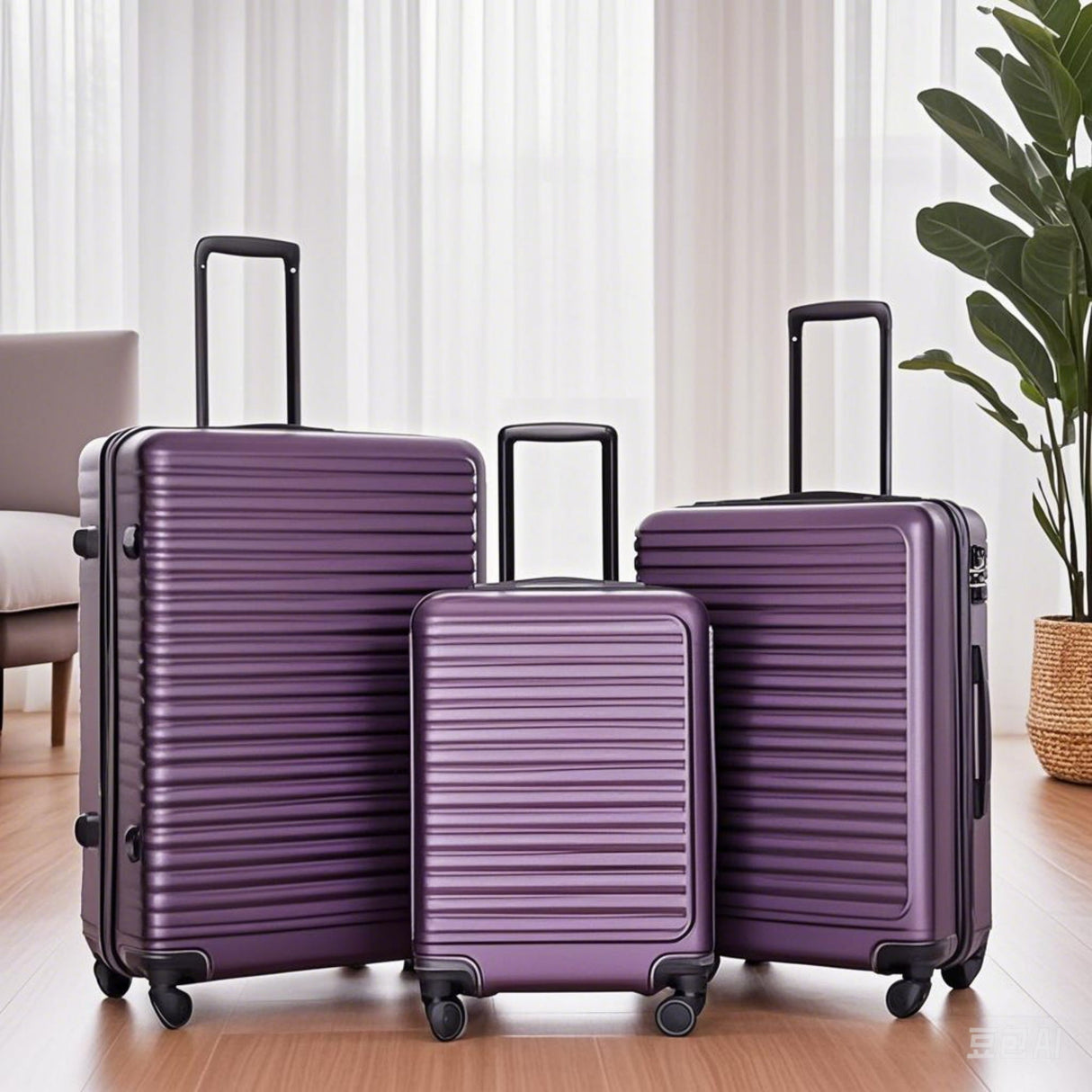 3 Piece Luggage Sets, Lightweight Suitcase With Two Hooks, Spinner Wheels, Tsa Lock