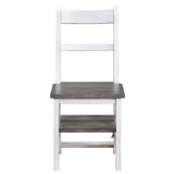 Solid Wood Foldable Ladderchair Dual Purpose Stepladders Step Display Stand Flower Stand Forhome, Library, Kitchen - Antique White / Sandstone