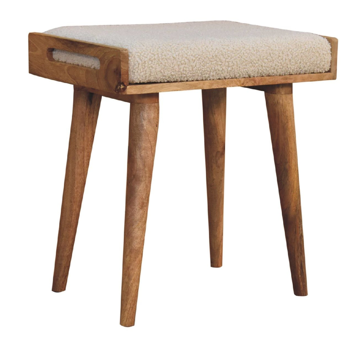 Boucle Tray Style Footstool - Cream