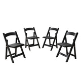 Solid Wood Upholstered Folding Chair Set, Dining Room (Set of 4)