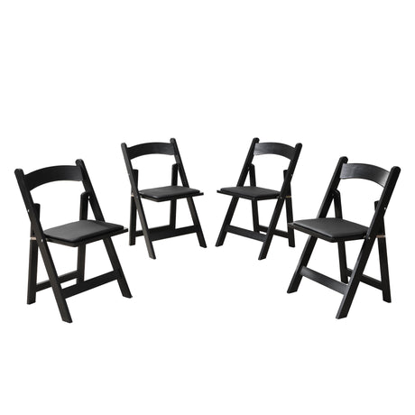 Solid Wood Upholstered Folding Chair Set, Dining Room (Set of 4)