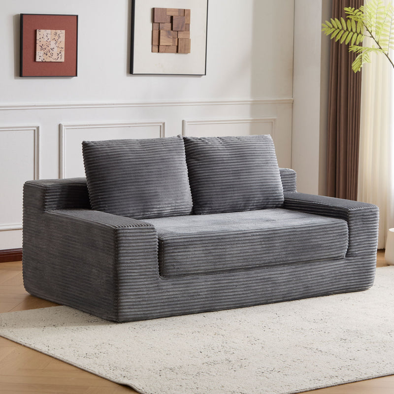 Comfortable Deep Seat Loveseat Sofa Bed, Reversible Cushion With Pillows
