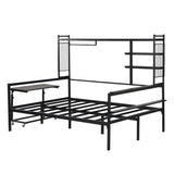 Daybed With Movable Desk, Grid, Shelves And Clothes Hanger