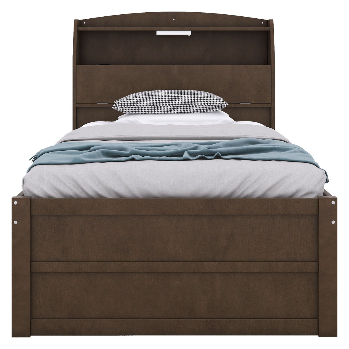 LED Platform Bed With Trundle With Storage Headboard With Drawers
