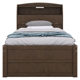 LED Platform Bed With Trundle With Storage Headboard With Drawers