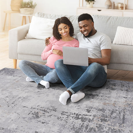 Marfi - 8' X 10' Abstract Area Rug - Ivory / Sand