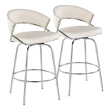 Jie - Fixed Height, Contemporary Counter Stool With Swivel Round Footrest (Set of 2)