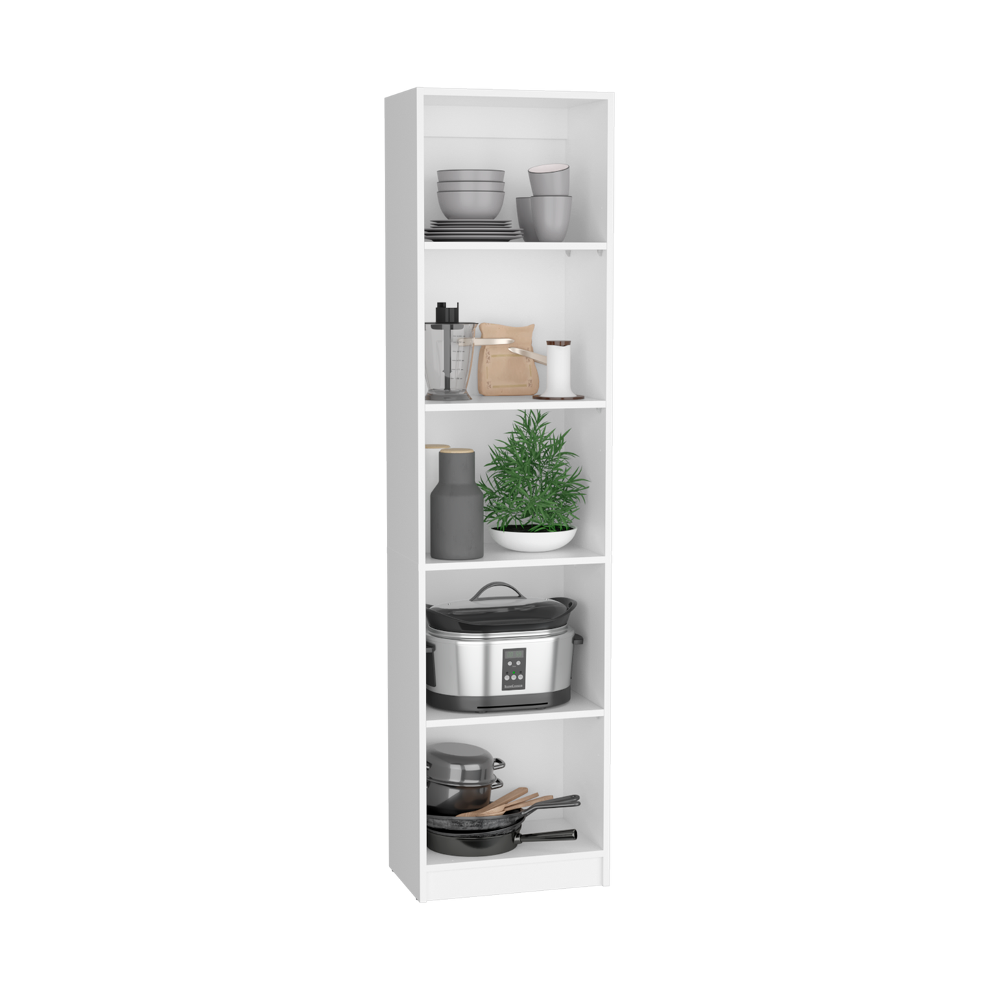 Dupree 4 Piece Home Bookcase set, 91" Wide with 17 Shelves And a Double-Door Cabinet ,  Living Room Set White