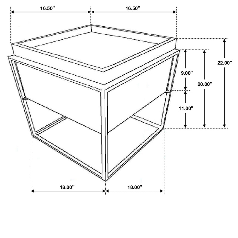 Ondrej - Square Accent Side Table With Removable Tray - Dark Brown