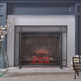 Markus - Modern Single Panel Iron Firescreen Black Brushed Silver