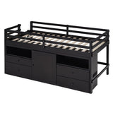 Loft Bed With 4 Drawers, Underneath Cabinet And Shelves