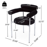 Contemporary Upholstered Armchair Dining Chairs With Metal Legs (Set of 2)