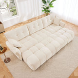 Elegant Sofa Set With Ottoman And Pillows, Textured Chenille, High Resilience Cushions