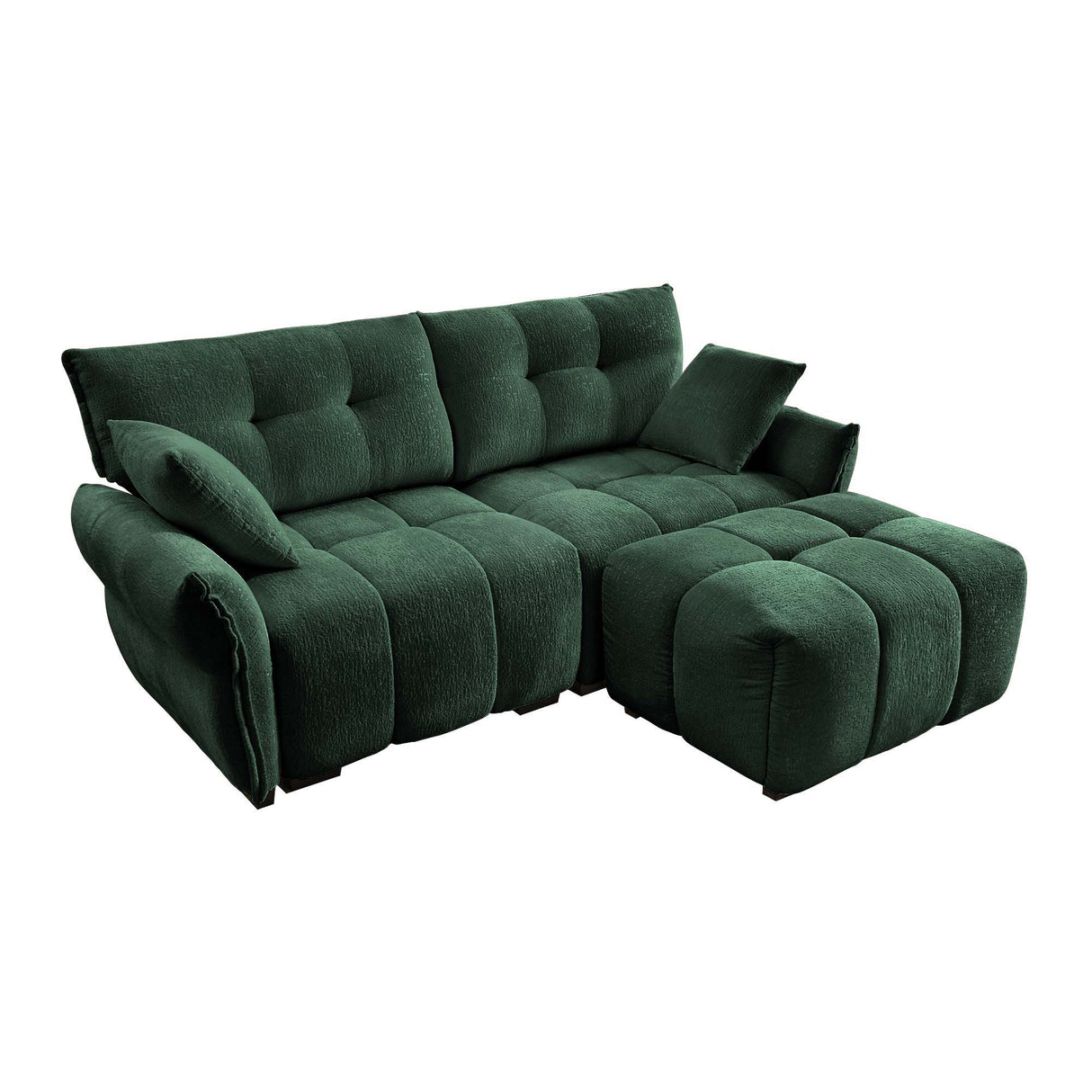 Elegant Sofa Set With Ottoman And Pillows, Textured Chenille, High Resilience Cushions