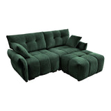 Elegant Sofa Set With Ottoman And Pillows, Textured Chenille, High Resilience Cushions