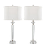 Diamond - Torch Contemporary Crystal Table Lamp (Set of 2) - Clear / Off White / Polished Nickel