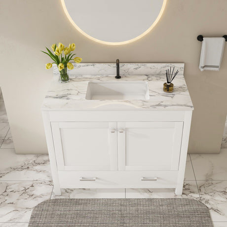 43" Bathroom Vanity, Multi Functional Cabinet - White