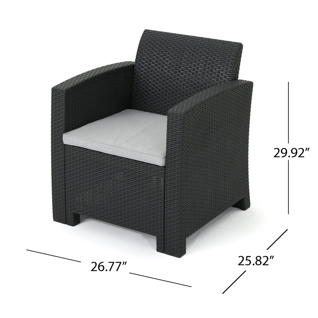 Velvora - Outdoor Wicker Set With 3 Seater Sofa, 2 Club Chairs, Coffee Table And Cushions - Brown