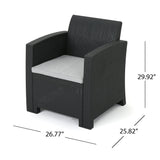 Velvora - Outdoor Wicker Set With 3 Seater Sofa, 2 Club Chairs, Coffee Table And Cushions - Brown