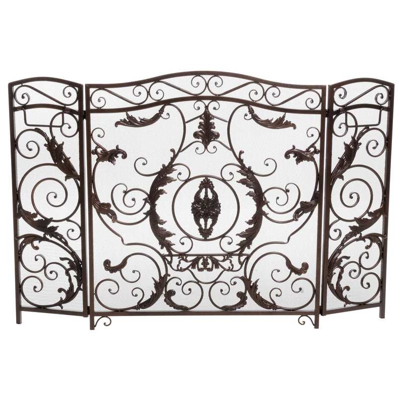 Mariella - Traditional Floral Iron Fireplace Screen With Ornate Design