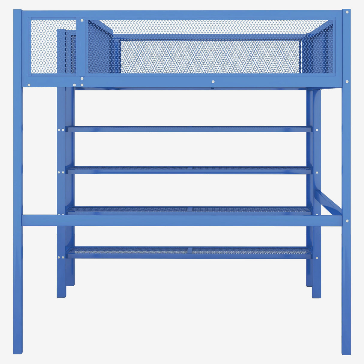 Loft Bed With 4 Tier Shelves And Storage