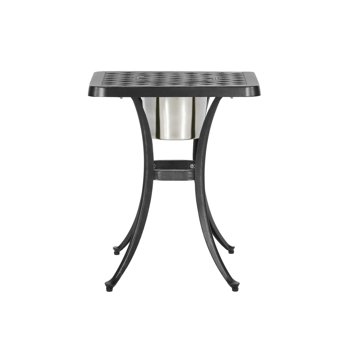 Outdoor Cast Aluminum Bistro Table With Ice Bucket - Black Copper