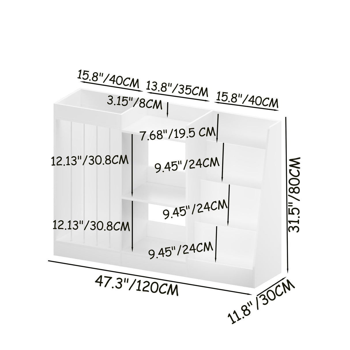 Bookshelf And Toy Storage, 3 Tier Montessori Bookcase With Stuffed Animal Organizer - White