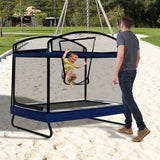 Outdoor Square Trampoline For Kids And Adults With Protective Net And Swing 4 X 6Ft - Black / Blue