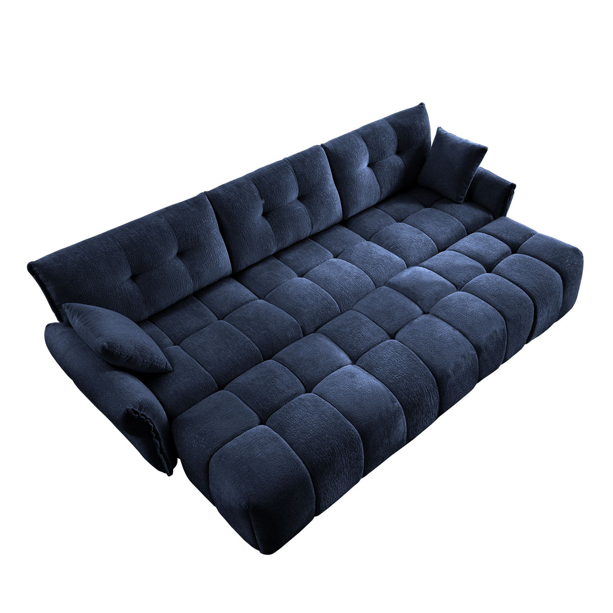 Elegant Sofa Set With Ottoman And Pillows, Textured Chenille, High Resilience Cushions