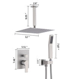 Luxury 12" Ceiling Mount Rainfall Shower System With Brass And Stainless Steel - Brushed Nickel