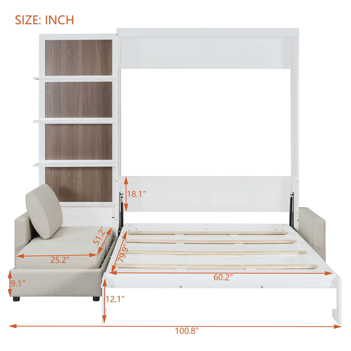 Murphy Bed With Sofa And Shelves