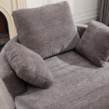 Oversize Round Swivel Chair Cozy Club 360 Degrees Swivel Sofa With 3 Pillows Chenille Fabric For Living Room