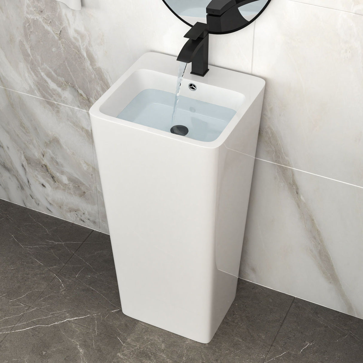 Pedestal Sink 16" For Powder Rooms - White