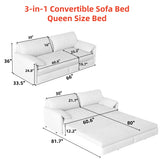 Queen Pull Out Sofa Bed, 3 In 1 Convertible Sleeper Sofa With Side Storage For Living Room - Beige