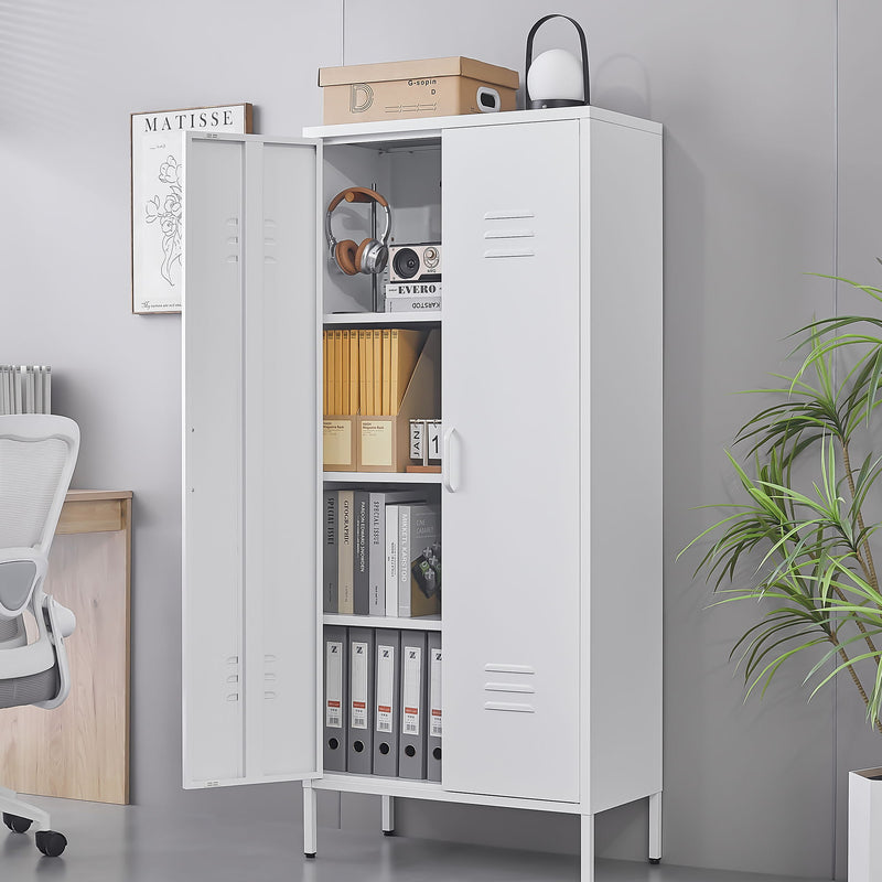 Modern Storage Cabinet With Adjustable Shelves, Magnetic Door Stopper